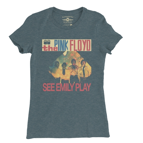 Pink Floyd See Emily Play Ladies T Shirt - Relaxed Fit - ladiesheatherdeepteal