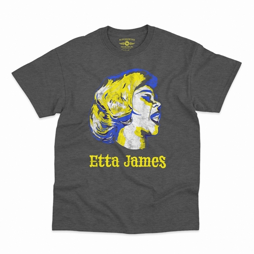 Graphic Etta James T-Shirt - Classic Heavy Cotton - classicheathergrey
