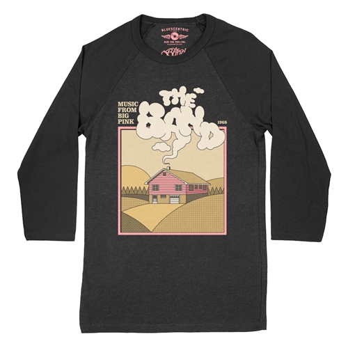 The Band Smokey Big Pink Baseball T-Shirt - raglanblackblacksleeve