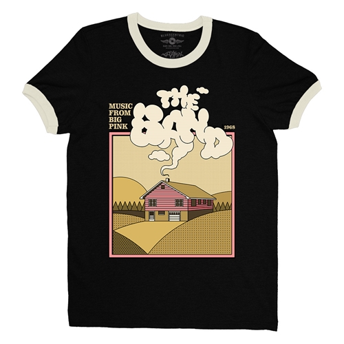 The Band Smokey Big Pink Ringer T-Shirt - ringerblackcreamtrim