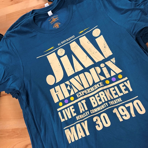 Ltd. Edition Deep Teal Jimi Hendrix Live at Berkeley T-Shirt - Lightweight Vintage Style - vintagedeepteal