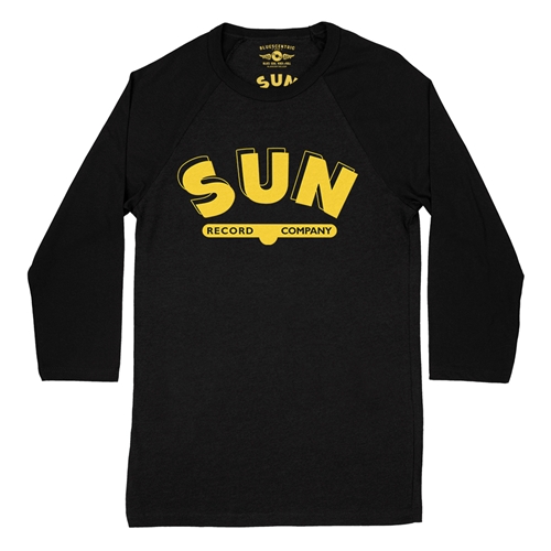 Sun Record Company Logo Baseball T-Shirt - raglanblackblacksleeve
