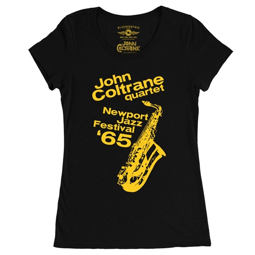 John Coltrane at Newport Jazz Festival Ladies T Shirt - Relaxed Fit - ladiesblack