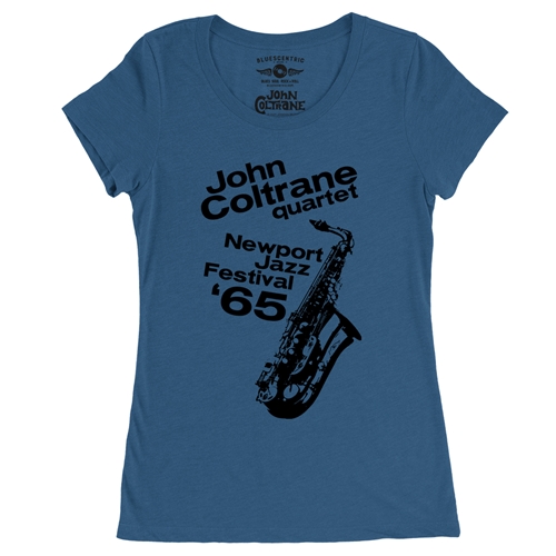 John Coltrane at Newport Jazz Festival Ladies T Shirt - Relaxed Fit - ladiesblue