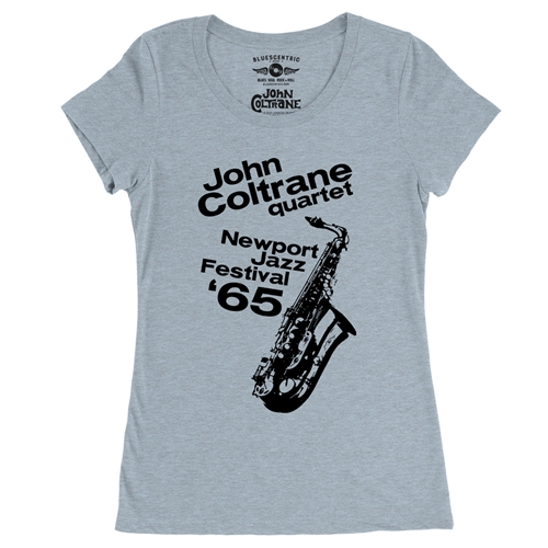 John Coltrane at Newport Jazz Festival Ladies T Shirt - Relaxed Fit - ladiesheatherprismblue