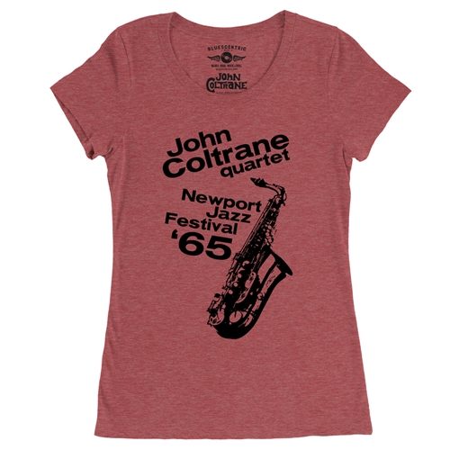John Coltrane at Newport Jazz Festival Ladies T Shirt - Relaxed Fit - ladiesheatherred