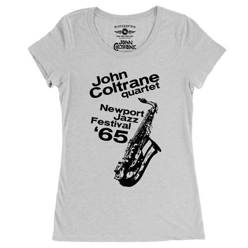 John Coltrane at Newport Jazz Festival Ladies T Shirt - Relaxed Fit - ladieswhite