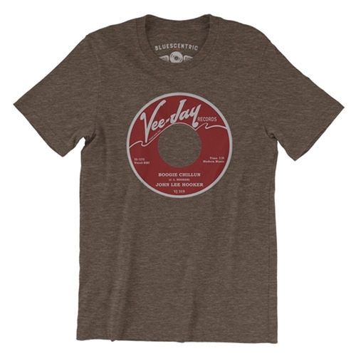 John Lee Hooker Vinyl T-Shirt - Lightweight Vintage Style - vintageheatherbrown