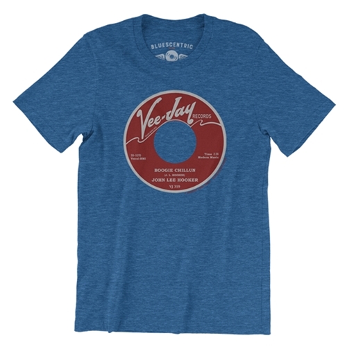 John Lee Hooker Vinyl T-Shirt - Lightweight Vintage Style - vintageheatherroyalblue