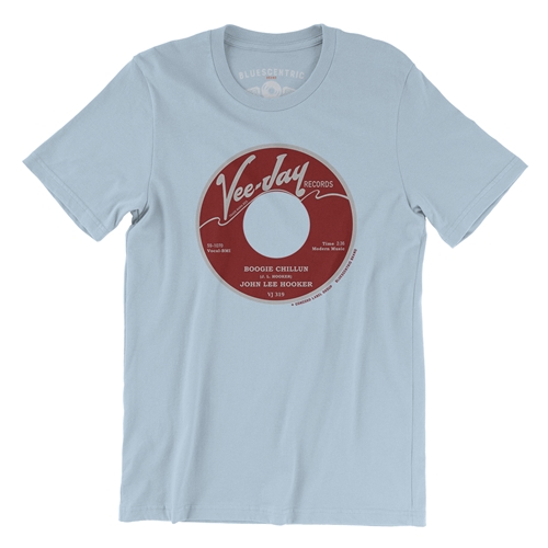 John Lee Hooker Vinyl T-Shirt - Lightweight Vintage Style - vintagethrowbackblue