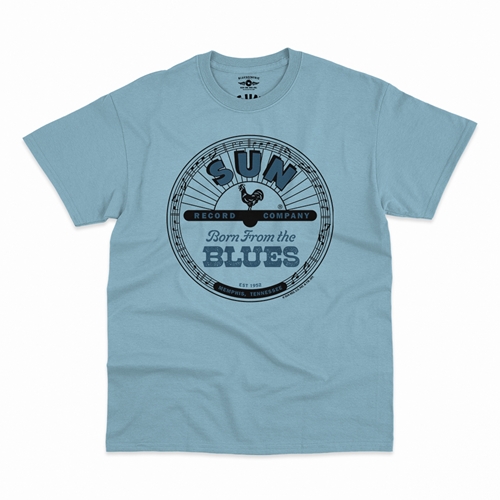 Sun Records Born from the Blues T-Shirt - Classic Heavy Cotton - classiclightblue