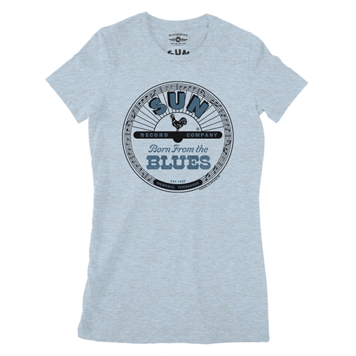 Sun Records Born from the Blues Ladies T Shirt - Relaxed Fit - ladiesheatherprismblue