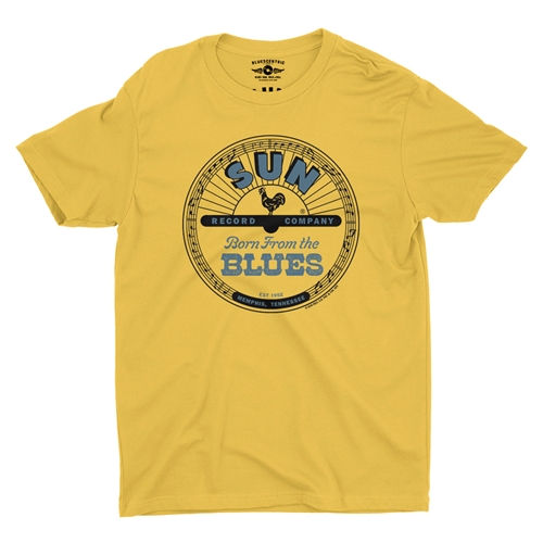 Sun Records Born from the Blues T-Shirt - Lightweight Vintage Style - vintagemaizeyellow