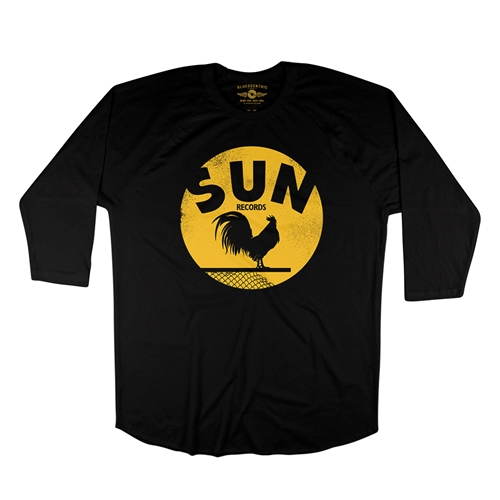 Sun Records Rooster Coop Baseball T-Shirt - raglanblackblacksleeve
