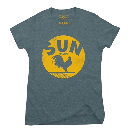 Sun Records Rooster Coop Ladies T Shirt - Relaxed Fit - ladiesheatherdeepteal