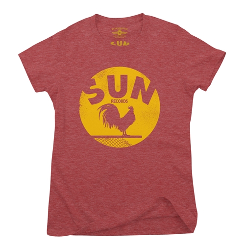 Sun Records Rooster Coop Ladies T Shirt - Relaxed Fit - ladiesheatherred