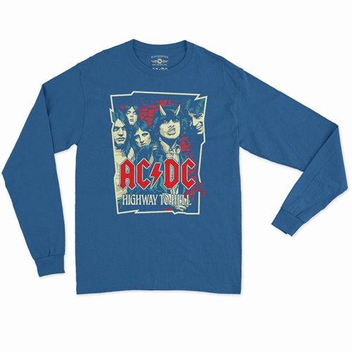 AC/DC Highway To Hell Drawing Long Sleeve T-Shirt - longsleeveblue