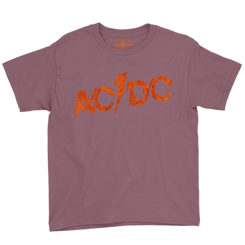 AC/DC Fiery Logo Youth T-Shirt - Lightweight Vintage Children & Toddlers - youthheathermaroon