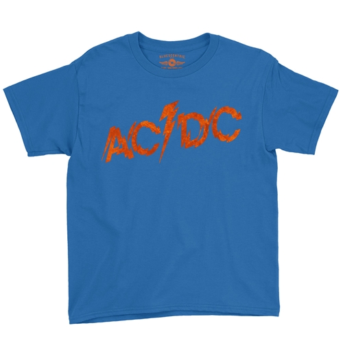 AC/DC Fiery Logo Youth T-Shirt - Lightweight Vintage Children & Toddlers - youthroyalblue