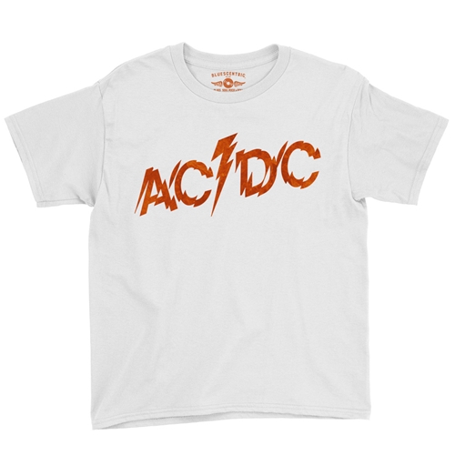 AC/DC Fiery Logo Youth T-Shirt - Lightweight Vintage Children & Toddlers - youthwhite