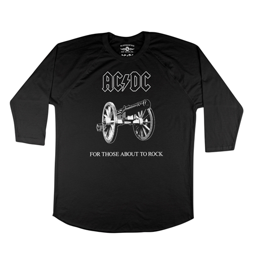 AC/DC For Those About To Rock Baseball T-Shirt - raglanblackblacksleeve