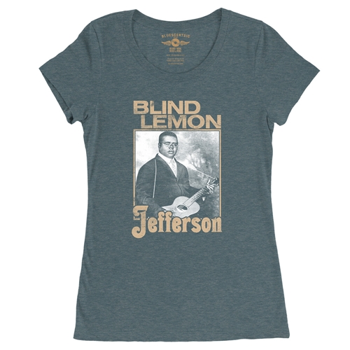 Blind Lemon Jefferson Distress Ladies T Shirt - Relaxed Fit - ladiesheatherdeepteal