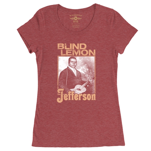 Blind Lemon Jefferson Distress Ladies T Shirt - Relaxed Fit - ladiesheatherred
