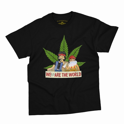 Animated Cheech & Chong Weed Are The World T-Shirt - Classic Heavy Cotton - classicblack