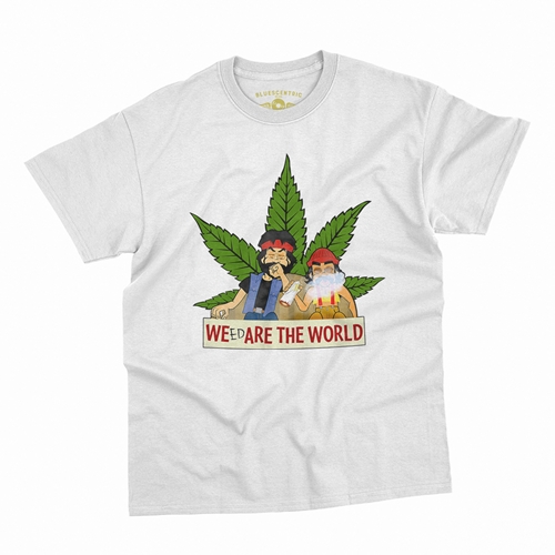 Animated Cheech & Chong Weed Are The World T-Shirt - Classic Heavy Cotton - classicwhite