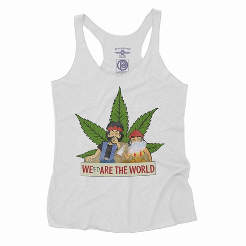 Animated Cheech & Chong Weed Are The World Racerback Tank - Women