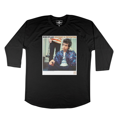 Bob Dylan Highway 61 Revisited Baseball T-Shirt - raglanblackblacksleeve