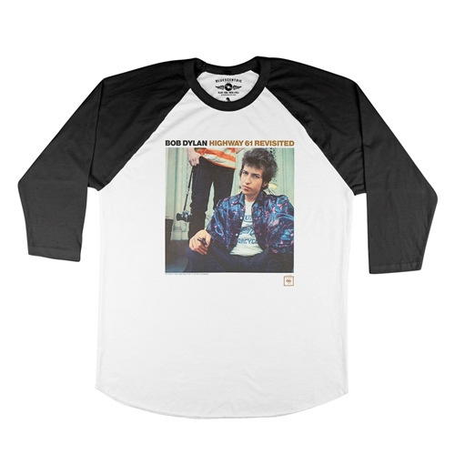 Bob Dylan Highway 61 Revisited Baseball T-Shirt - raglanwhiteblacksleeve