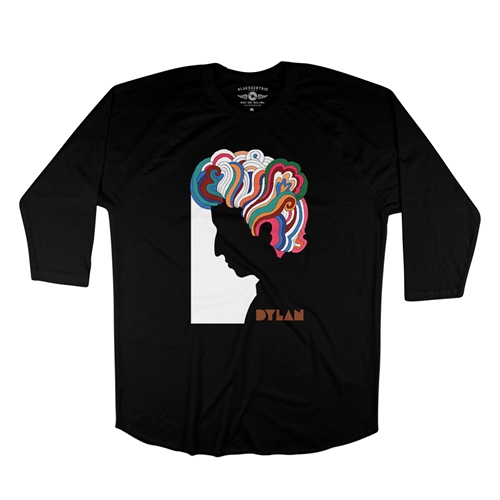 Bob Dylan Milton Glaser Baseball T-Shirt - raglanblackblacksleeve