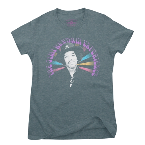 The Jimi Hendrix Experience Rainbow Ladies T Shirt - Relaxed Fit - ladiesheatherdeepteal