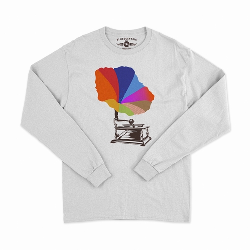 Blooming Gramophone Long Sleeve T-Shirt - longsleevewhite