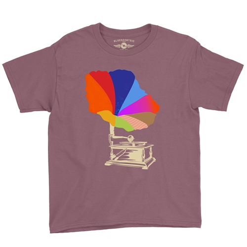 Blooming Gramophone Youth T-Shirt - Lightweight Vintage Children & Toddlers - youthheathermaroon