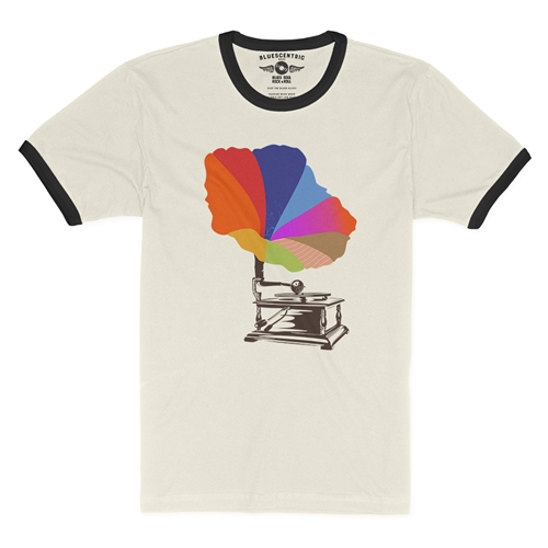 Blooming Gramophone Ringer T-Shirt - ringernaturalblacktrim