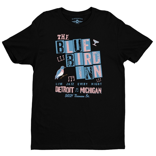 Blue Bird Inn Detroit T-Shirt - Lightweight Vintage Style - vintageblack
