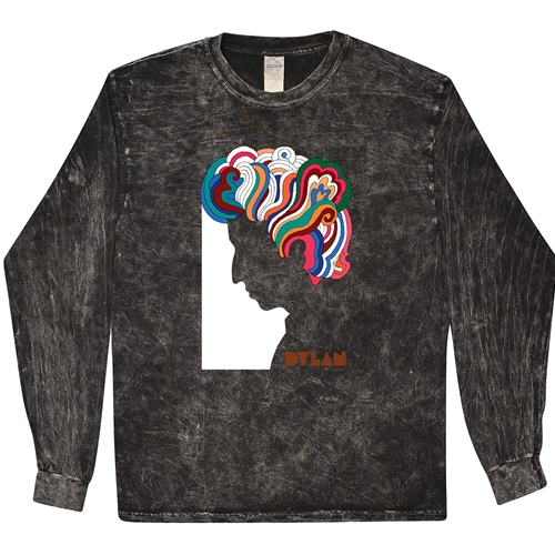 Bob Dylan Milton Glaser Long Sleeve T-Shirt - Black Mineral Wash