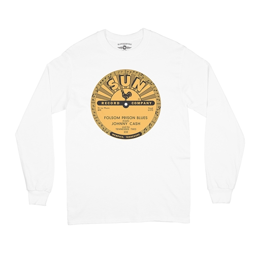 Sun Records Johnny Cash Folsom Prison Long Sleeve T-Shirt - longsleevewhite