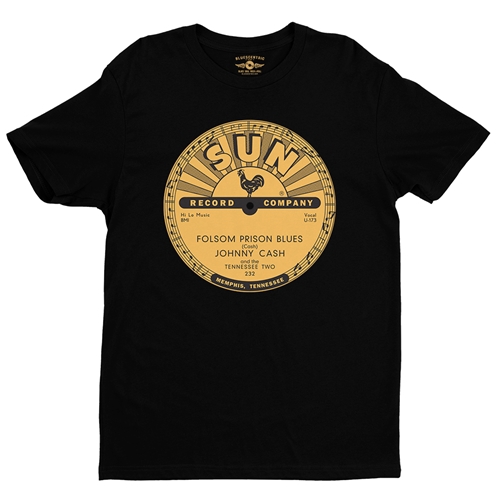 Sun Records Johnny Cash Folsom Prison T-Shirt - Lightweight Vintage Style - vintageblack