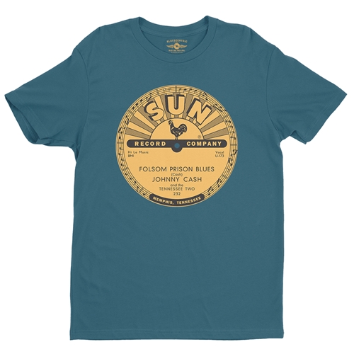 Sun Records Johnny Cash Folsom Prison T-Shirt - Lightweight Vintage Style - vintagedeepteal
