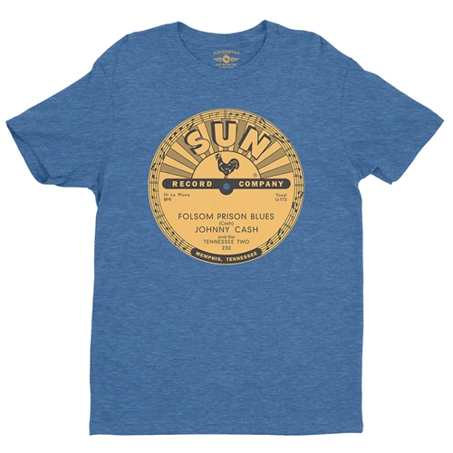Sun Records Johnny Cash Folsom Prison T-Shirt - Lightweight Vintage Style - vintageheatherroyalblue
