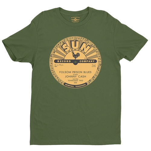 Sun Records Johnny Cash Folsom Prison T-Shirt - Lightweight Vintage Style - vintageolive
