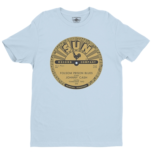 Sun Records Johnny Cash Folsom Prison T-Shirt - Lightweight Vintage Style - vintagethrowbackblue