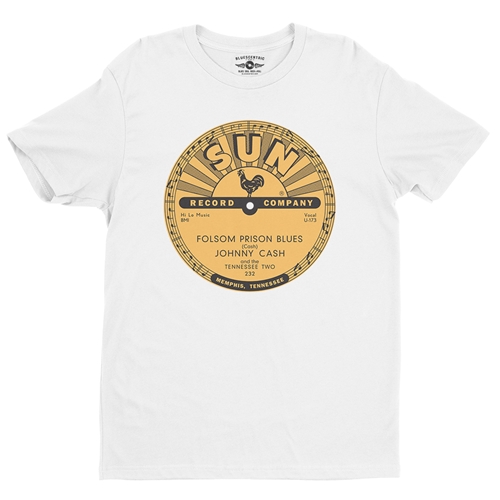 Sun Records Johnny Cash Folsom Prison T-Shirt - Lightweight Vintage Style - vintagewhite