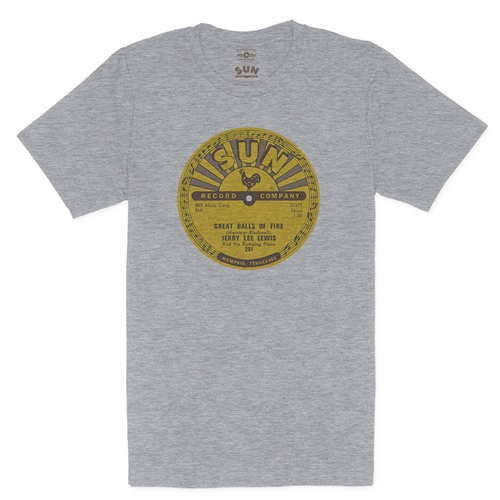 Sun Records Jerry Lee Lewis Great Balls of Fire T-Shirt - Lightweight Vintage Style - vintageathleticheather
