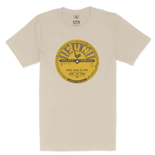 Sun Records Jerry Lee Lewis Great Balls of Fire T-Shirt - Lightweight Vintage Style - vintagecream