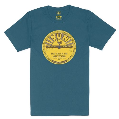 Sun Records Jerry Lee Lewis Great Balls of Fire T-Shirt - Lightweight Vintage Style - vintagedeepteal
