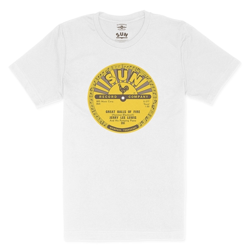 Sun Records Jerry Lee Lewis Great Balls of Fire T-Shirt - Lightweight Vintage Style - vintagewhite